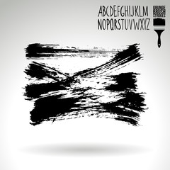 Black brush stroke and texture. Grunge vector abstract hand - painted element. Underline and border design.