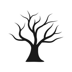 Flat naked tree icon  illustration on white background.Isolated vector tree simple design of forest.