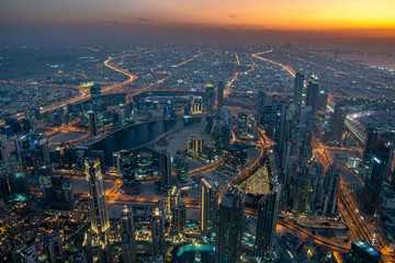 Fototapeta na wymiar View from Burj Khalifa, Dubai, United Arab Emirates, UAE