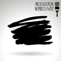 Black brush stroke and texture. Grunge vector abstract hand - painted element. Underline and border design.