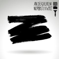 Black brush stroke and texture. Grunge vector abstract hand - painted element. Underline and border design.