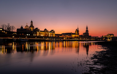 Obraz na płótnie Canvas Sunset Dresden Skyline, Saxony, Germany
