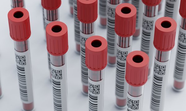 blood test tube isolated on white background. 3d rendering - illustration.