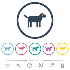 Dog flat color icons in round outlines