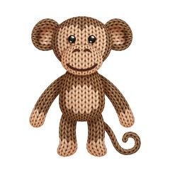 Illustration of a funny knitted monkey toy. On white background