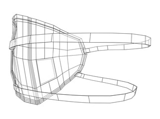Medical surgical mask. Blueprint style. Vector