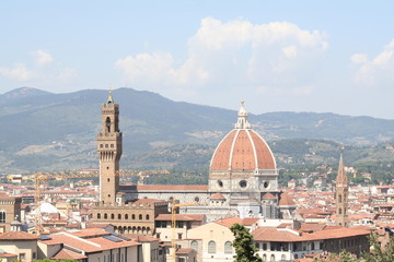 Fototapeta na wymiar Florence, Italia, view of Palazzo Vecchio and duomo 
