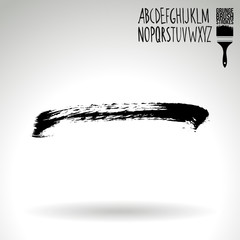 Black brush stroke and texture. Grunge vector abstract hand - painted element. Underline and border design.