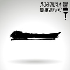 Fototapeta premium Black brush stroke and texture. Grunge vector abstract hand - painted element. Underline and border design.