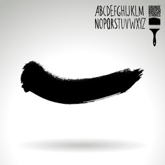 Black brush stroke and texture. Grunge vector abstract hand - painted element. Underline and border design.