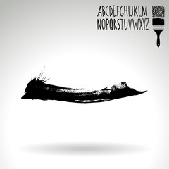 Black brush stroke and texture. Grunge vector abstract hand - painted element. Underline and border design.