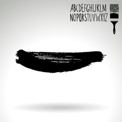 Fototapeta premium Black brush stroke and texture. Grunge vector abstract hand - painted element. Underline and border design.