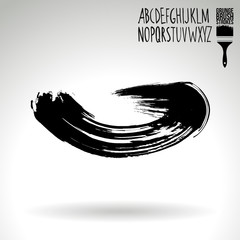 Black brush stroke and texture. Grunge vector abstract hand - painted element. Underline and border design.