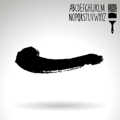 Black brush stroke and texture. Grunge vector abstract hand - painted element. Underline and border design.