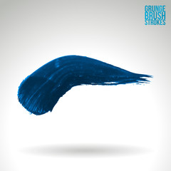 Fototapeta premium Blue brush stroke and texture. Grunge vector abstract hand - painted element. Underline and border design.