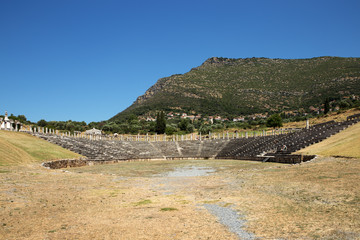 Ancient Messene city ruins of stadium, Peloponnese, Greece