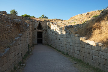 Examples of tholos, outside the citadel of Mycenae - an archaeological site near Mykines, Peloponnese, Greece. In the second millennium BC, Mycenae was one of the major centres of Greek civilization.