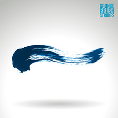 Blue brush stroke and texture. Grunge vector abstract hand - painted element. Underline and border design.