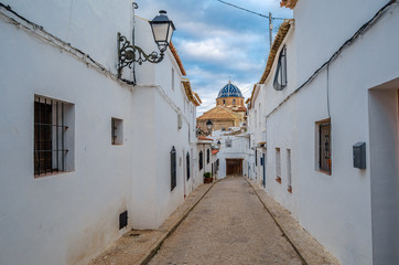 Narrow streets in the village of Altea, Spain