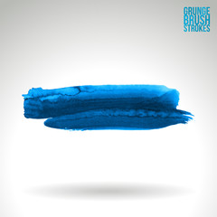 Fototapeta premium Blue brush stroke and texture. Grunge vector abstract hand - painted element. Underline and border design.