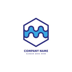 Wave Hexagon Vector Logo. Creative abstract icon mark design template. Abstract logotype concept element sign shape.