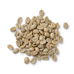 Heap of green unroasted Bolivian Yanaloma coffee beans