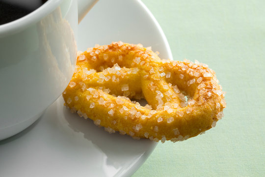 Traditional dutch sweet cookies called krakeling