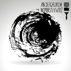 Black brush stroke and texture. Grunge vector abstract hand - painted element. Underline and border design.