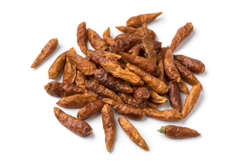 Heap of small dried hot chili peppers