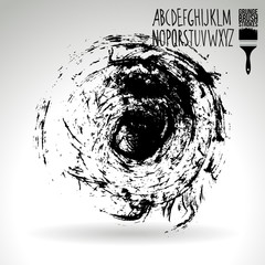 Black brush stroke and texture. Grunge vector abstract hand - painted element. Underline and border design.