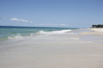 Tropical beach turquoise water in summer day. Bribie island. Australia 