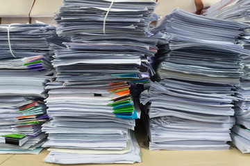 Close up stack of document at office.