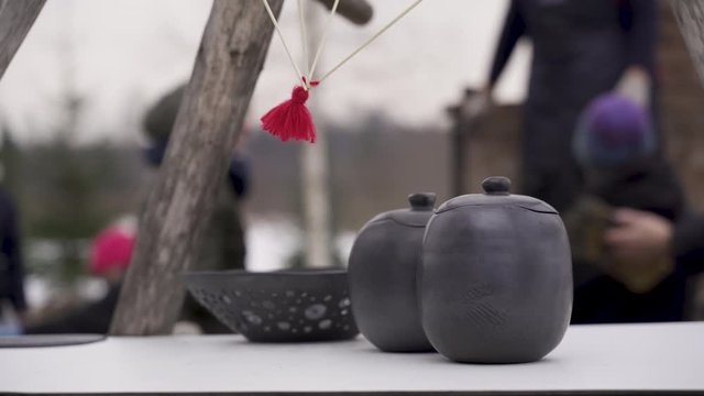Closeup of pottery
