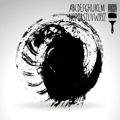 Black brush stroke and texture. Grunge vector abstract hand - painted element. Underline and border design.