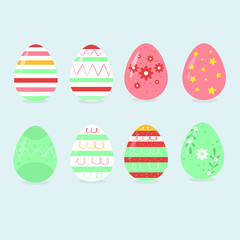 easter day hand drawn egg collection. flat design