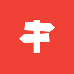 Obraz premium Signpost Icon On Red Background. Red Flat Style Vector Illustration