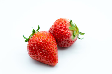 Fresh strawberries on white background