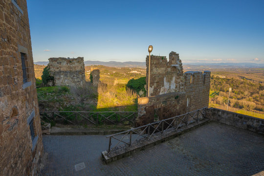 Ghost town of Celleno at sunset in Lazio in Italy