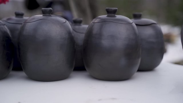 Pottery in backyard
