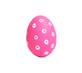 Pink egg for Easter celebration isolated on white