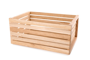 New empty wooden crate isolated on white