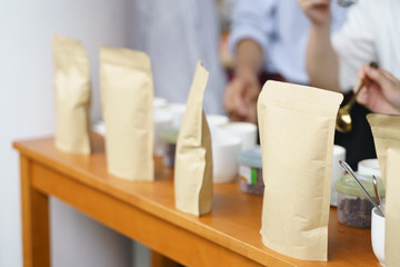 Paper product bag contain coffee