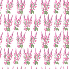 watercolor seamless pattern pink flowers illustration