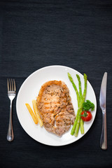 pork steak is cooked
