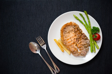 pork steak is cooked