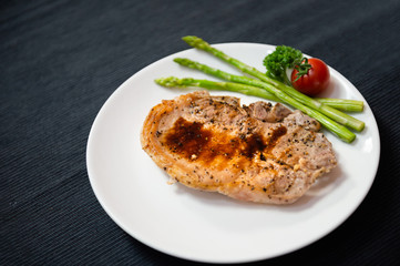 pork steak is cooked