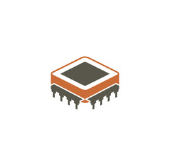 Processor chip related icon on background for graphic and web design. Creative illustration concept symbol for web or mobile app