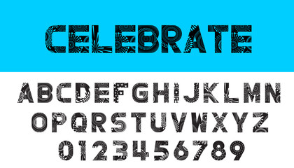 Vector of celebrate font design and alphabet set