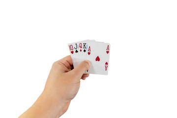 Playing poker concept isolated on white background