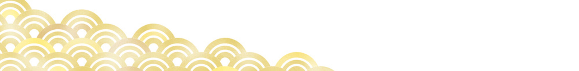 Obraz premium 青海波 バナー背景（728：90）手描き風（黄系）〔背景白〕